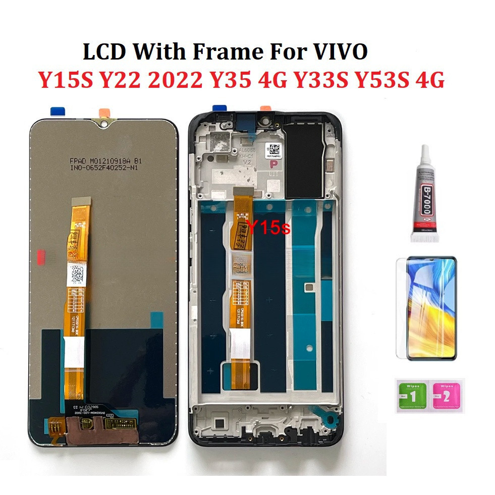 LCD กรอบสําหรับ VIVO Y15S Y22 2022 Y33S Y35 4G Y53S 4G จอแสดงผล LCD พร้อมแผงกระจกหน้าจอสัมผัส