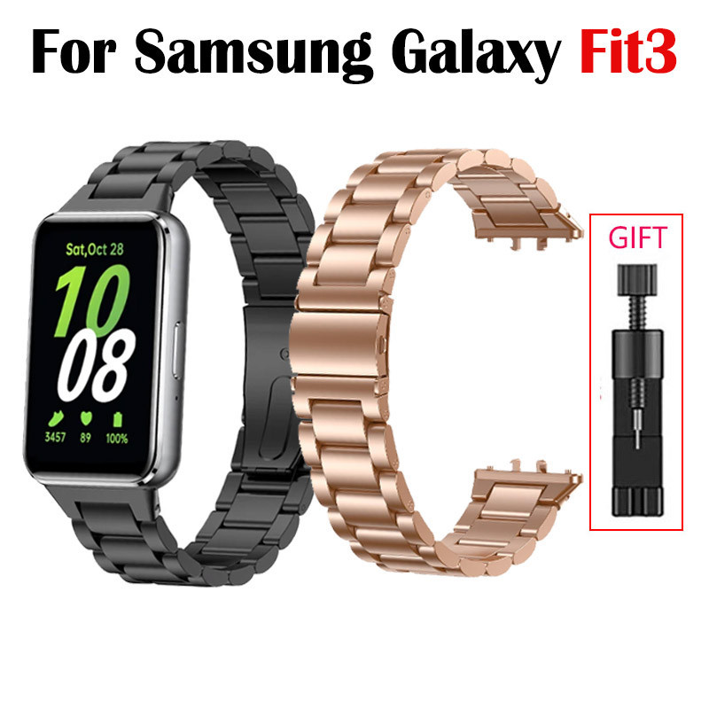 สายนาฬิกาข้อมือสเตนเลส โลหะ สําหรับ Samsung Galaxy Fit 3 Fit3 Smartwatch