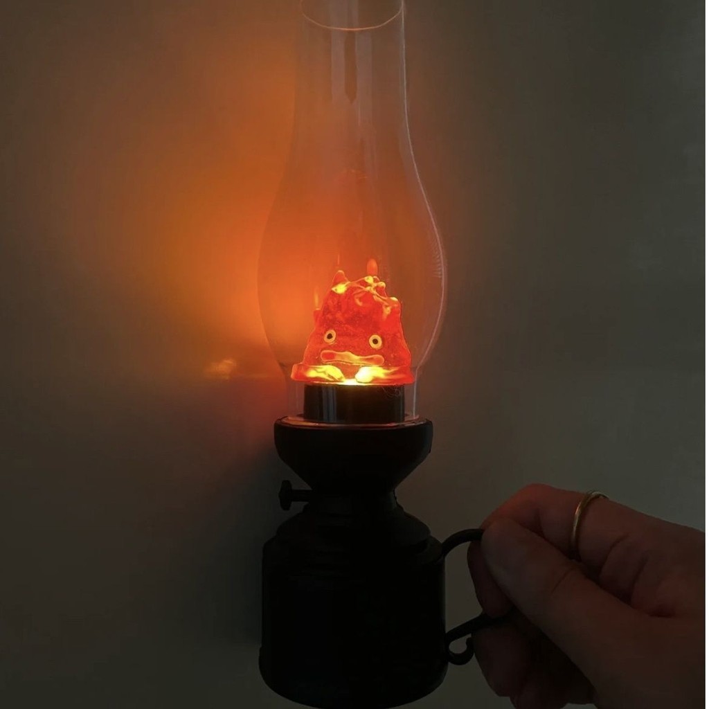 ♞,♘,♙Calcifer Flame Super Dark Night Light การพยาบาลเด็กห้องนอน Sleeping Light