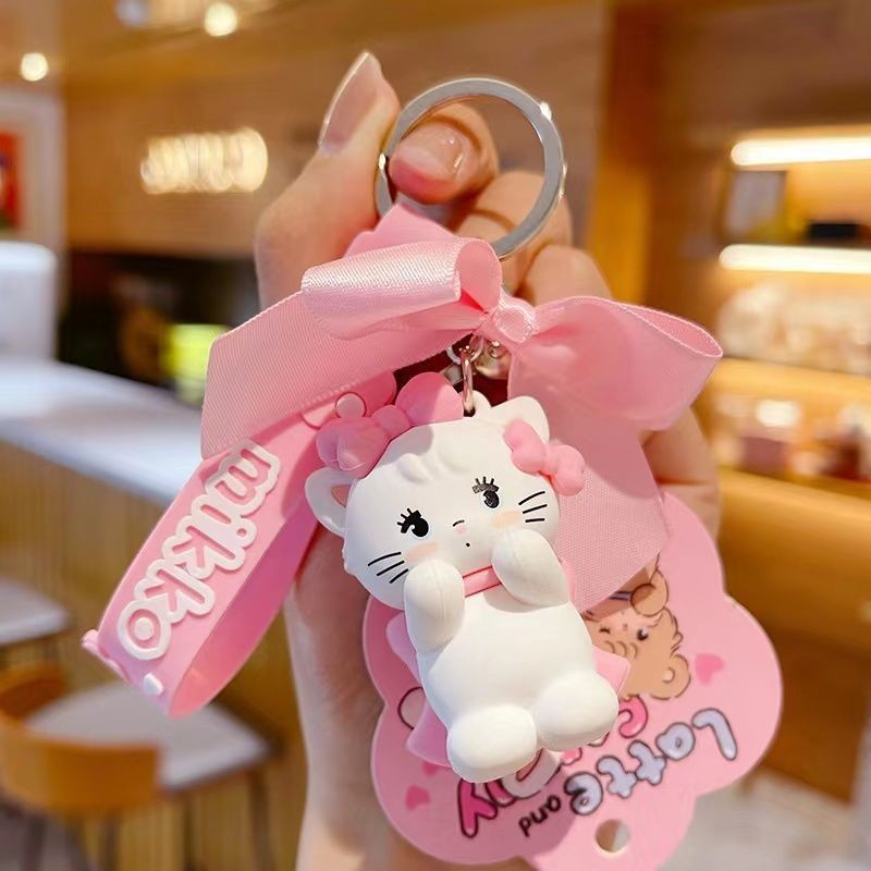 ♞,♘ของแท้อะนิเมะญี่ปุ่น Mikko Bow Cat ตุ๊กตาพวงกุญแจ