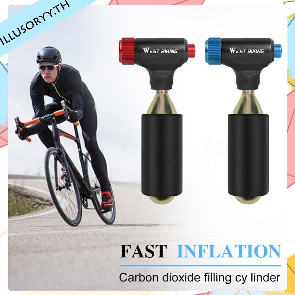 [illusoryy.th] West BIKING หัวเติมลมยางจักรยาน CO2 สําหรับวาล์ว Presta Schrader