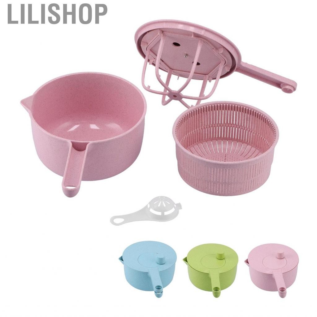 Lilishop Household Vegetable Drainer Manual Salad Dehydrator Washing Basket Kit