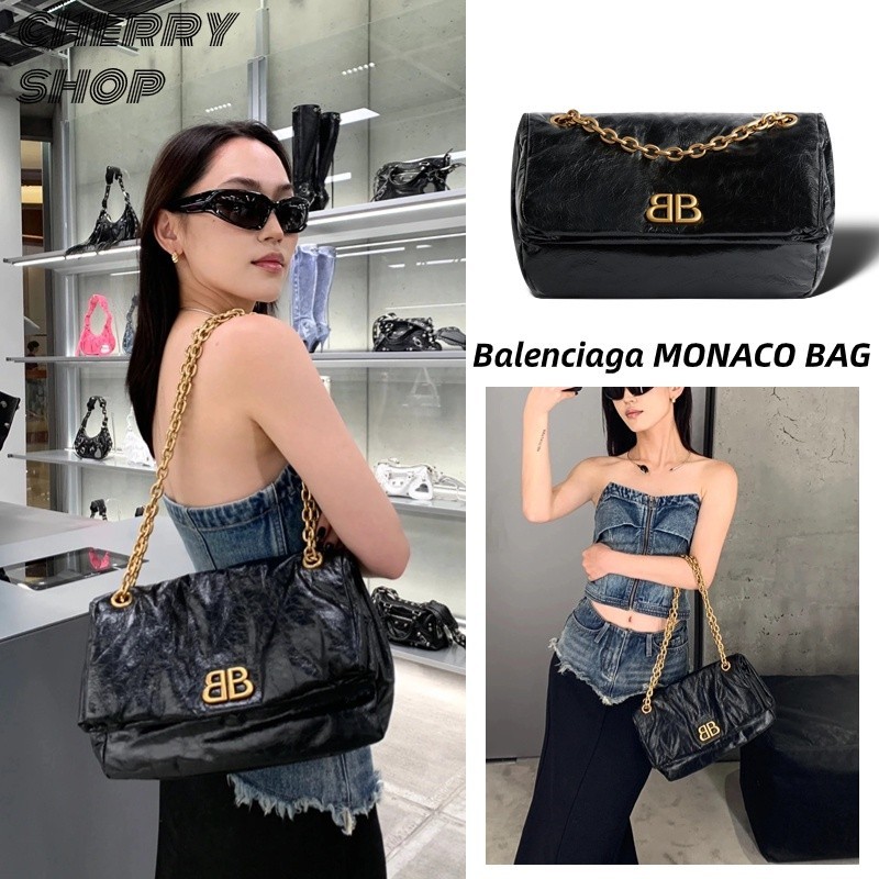 ♞,♘,♙บาเลนเซียก้า Balenciaga MONACO Chain bag กระเป๋าสะพายสตรี/ แบรนด์ใหม่และเป็นของแท้