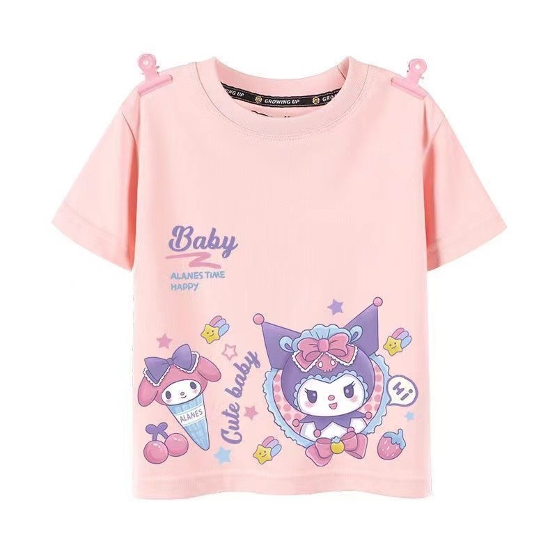 ฤดูร้อนใหม่น่ารัก คุโรมิ เสื้อยืด ออกแบบรอบคอหลวมเด็ก สูงสุด