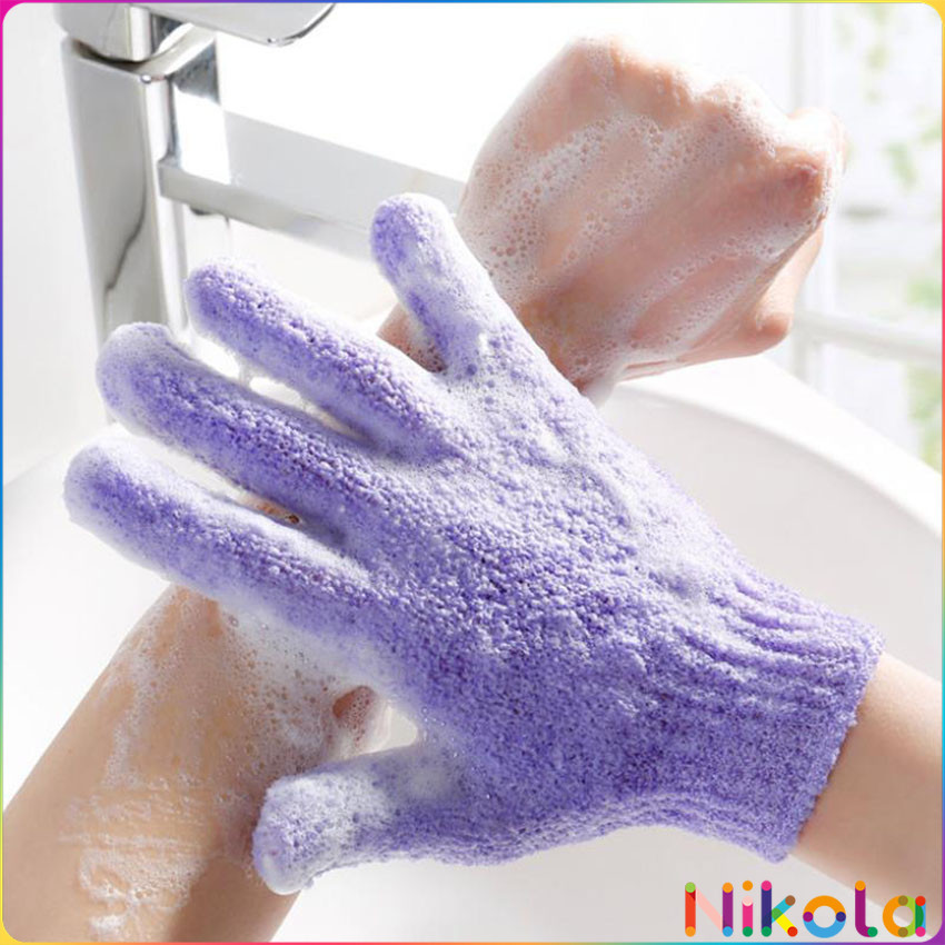 Nikola ถุงมืออาบน้ำ ถุงมือขัดผิวอาบน้ำ ขจัดเซลล์ผิวเก่า พร้อมส่ง Glove-style bath towel