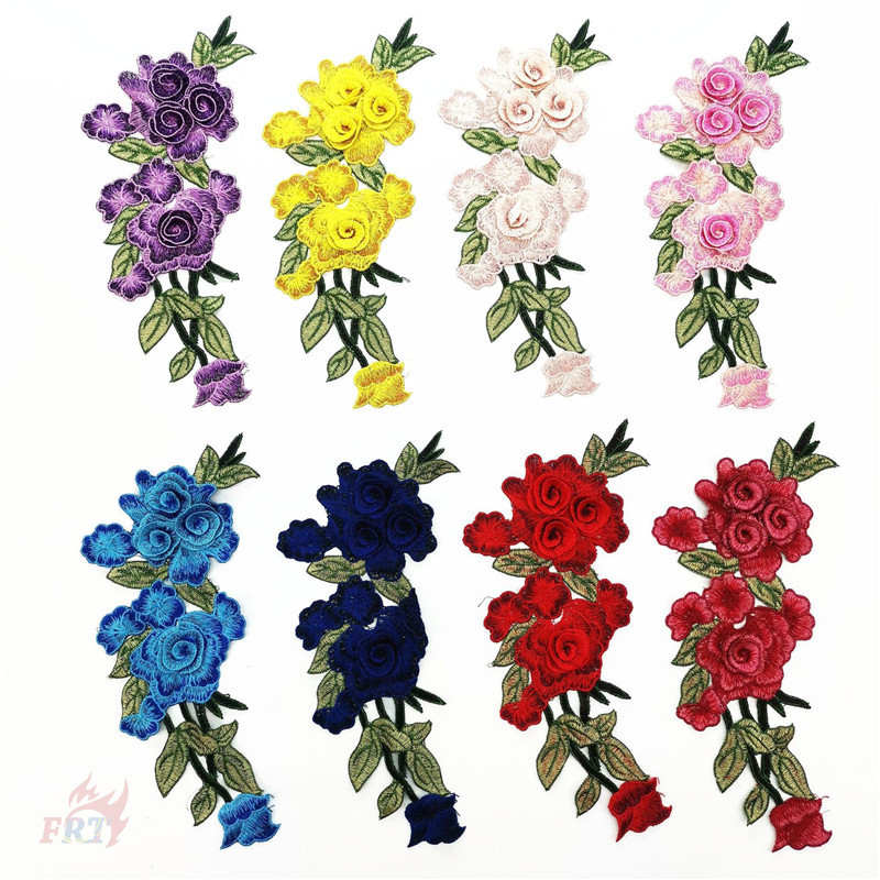 ♚ ดอกกุหลาบ ดอกไม้ - แพทช์เย็บปักถักร้อยลูกไม้เคมี ♚ แผ่นแปะเย็บป้าย DIY 1 ชิ้น (9 สี)