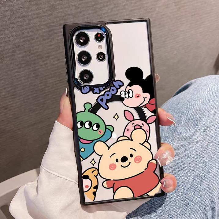 Case S24ultra เคสกันกระแทก เคสโทรศัพท์มือถือแบบใส แม่เหล็ก SAMSUNG  S23 S24 Plus Ultra เคสชาร์ได้  ลายการ์ตูน น่ารัก