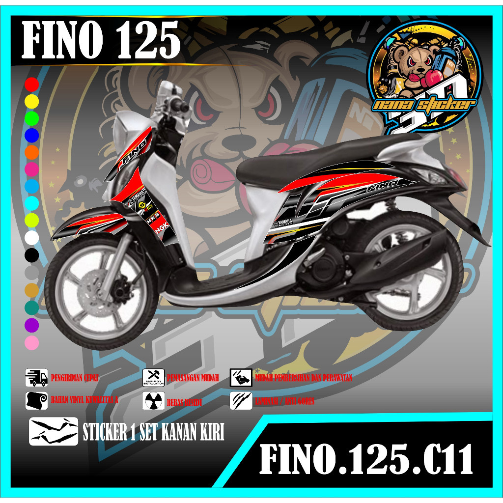 FINO 125 Striping - สติ๊กเกอร์ FINO 125, รายการต่างรถจักรยานยนต์, FINO 125 STICKERS, MOTIFS เย็น, CO