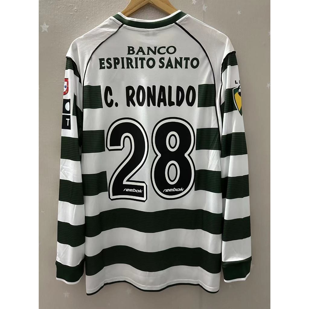 เสื้อกีฬาแขนยาว ลายทีมชาติฟุตบอล S-CP C.RONALDO 01-03 ชุดเหย้า คุณภาพสูง สไตล์เรโทร