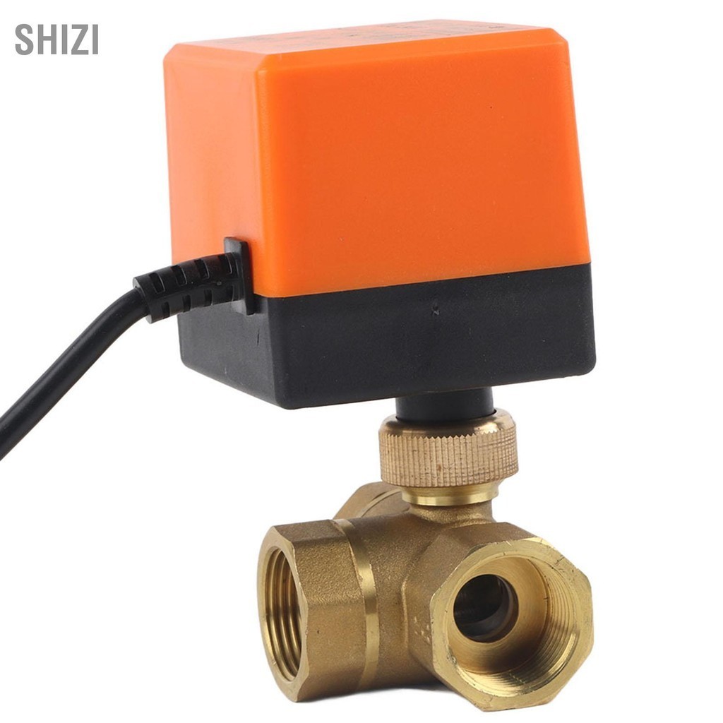 ShiZi DN20 G3/4 ทองเหลือง 3 ทางมอเตอร์บอลวาล์วไฟฟ้าสำหรับเครื่องปรับอากาศ DC24V