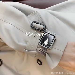 เพชรแก้ว + ฝาครอบ สําหรับ Apple Watch Case 45/41/40/44/42/46 มม. Bling กันชน + หน้าจอ iWatch Series 10 9 8 7 3 6 SE