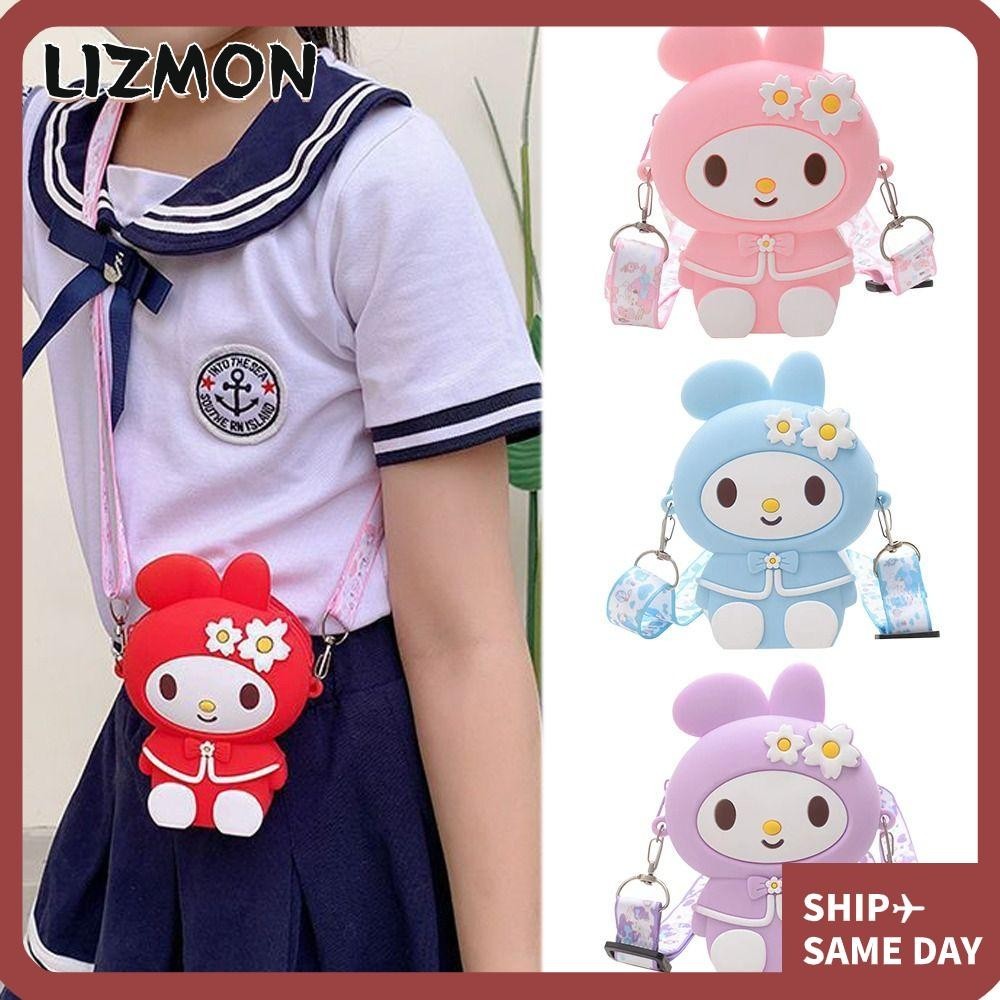 Lizmon กระเป๋าสะพายไหล่ สะพายข้าง ซิลิโคน ขนาดเล็ก ลายการ์ตูนกระต่าย ดอกไม้ สไตล์เจ้าหญิง สําหรับเด็กผู้หญิง