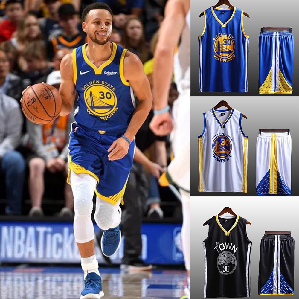 24ชั่วโมง ShippiingSteve Curry บาสเกตบอล Jersey สําหรับ Mens 2 ชิ้น/เซ็ต NBA Warriors บาสเกตบอล Jersey ชุดชุดเสื้อ + กางเกงขาสั้น