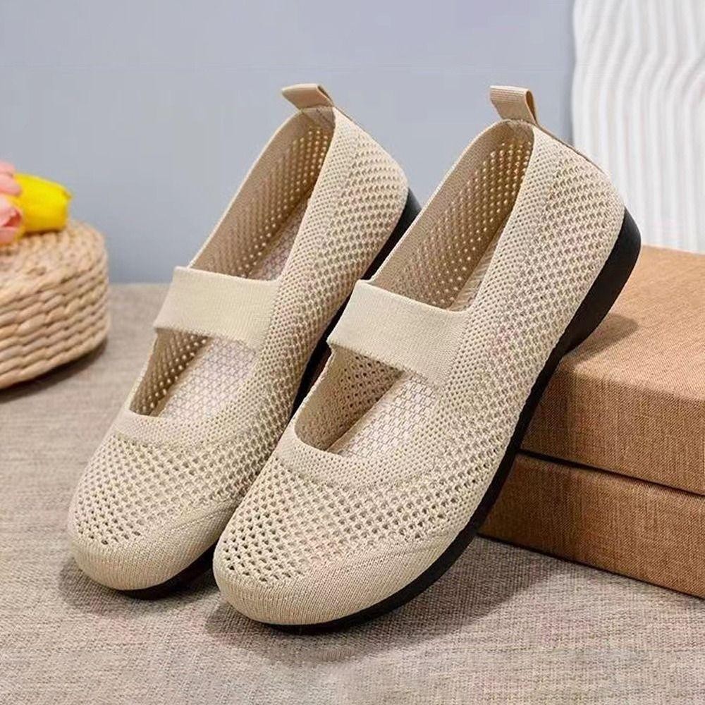 PRINTQI ผู้หญิงรองเท้าส้นเตี้ย,กลวงออกตาข่ายสแควร์นิ้วเท้ารองเท้าเดียว,ฤดูร้อนลื่นบนรองเท้าไม่มีส้นพับได้ระบายอากาศนุ่มแต่เพียงผู้เดียวแม่รองเท้าลําลองสําหรับผู้ - รูปที่ 3
