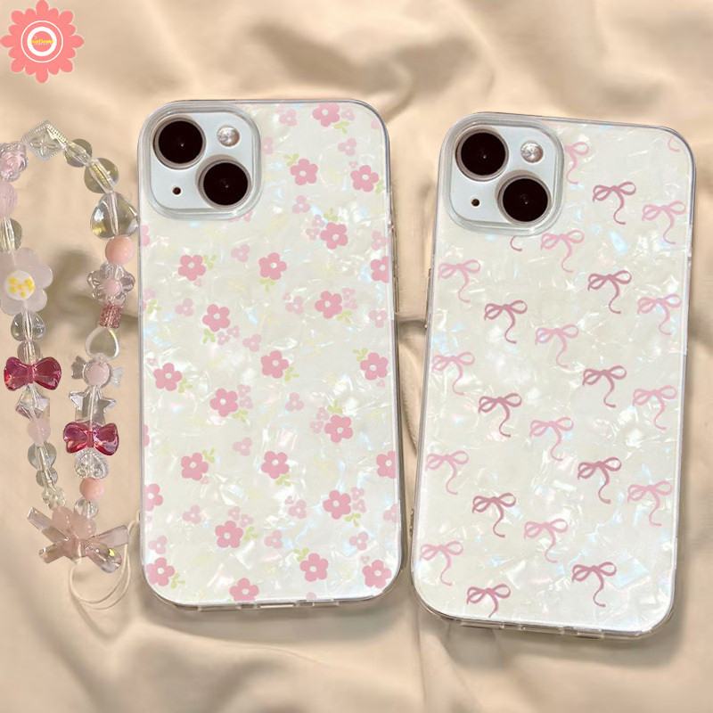 เคสโทรศัพท์มือถือ ลายดอกไม้ ประดับโบว์ เลเซอร์การ์ด สไตล์โรแมนติก สําหรับ Oppo A18 A16 A76 A78 A57 A15 A17 A38 A54 A16K A92 A96 A31 A74 A33 A16s A77 A53 A95 A58 A12 A17K A5 A3s A9 A7 A5s Reno 5 6 4F 5F เคส