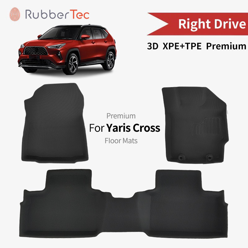 ยางปูพื้น 【หนาพิเศษ】Toyota Yaris Cross 2023-2027 3D พรมปูพื้น XPE+TPE รุ่น Premium กันลื่นทนต่อการสึกหรอ อะไหล่รถยนต์