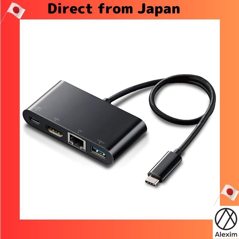 [ส่งตรงจากญี่ปุ่น] Elecom ฮับ Type-C Docking Station C Pd เข้ากันได้กับ [ชาร์จ Type-C X 1 / Usb (3.0) X 1 / Hdmi X 1 / Lan Port] สายเคเบิล 30 ซม. สีดํา Dst-C09Bk
