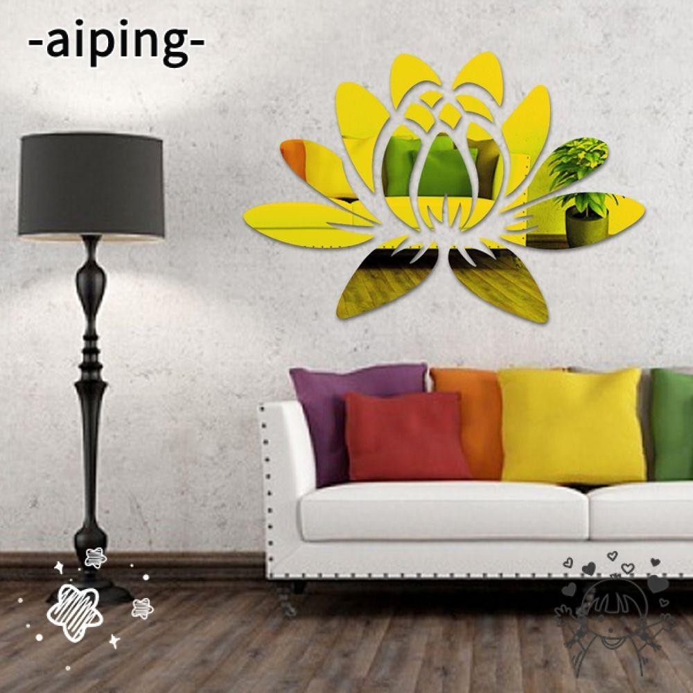 Aiping สติกเกอร์กระจกอะคริลิค รูปดอกบัว มีกาวในตัว DIY สําหรับติดตกแต่งผนังบ้าน