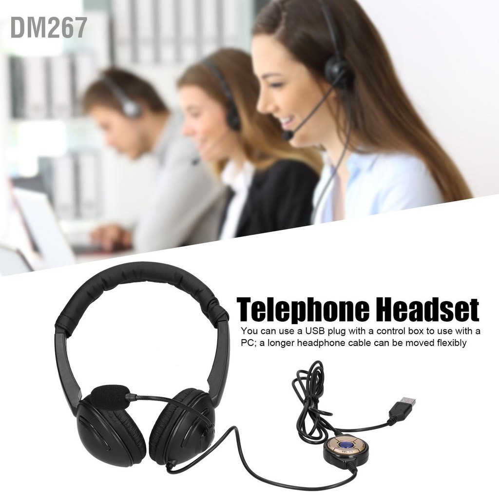 DM267 OY359 ชุดหูฟังโทรศัพท์ USB แบบมีสายหูฟังเสียงดิจิตอลพร้อมไมโครโฟนสำหรับ Call Center Business Webinar