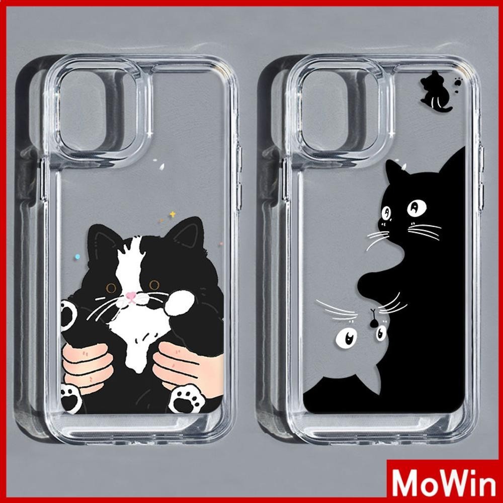 Mowin - สำหรับ iPhone 15 Pro Max เคสใส TPU ปุ่มชุบไฟฟ้าอ่อนป้องกันกล้องกันกระแทก ลูกแมวสีดำคู่ เข้ากันได้กับ iPhone 14 13 12 11 XS XR 7Plus 8 Plus