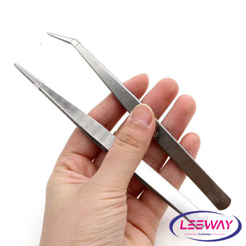 LW คีบหนีบสแตนเลส คีมหนีบอเนกประสงค์ มี 2 แบบ ปากคีบงอ ปากคีบแหลม  Stainless steel tweezers