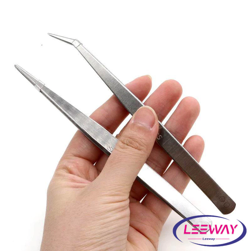 LW คีบหนีบสแตนเลส คีมหนีบอเนกประสงค์ มี 2 แบบ ปากคีบงอ ปากคีบแหลม Stainless steel tweezers