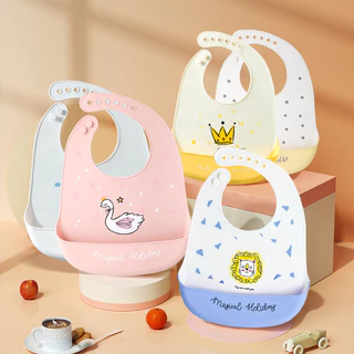 AIKOKY ผ้ากันเปื้อนเด็ก bib ซิลิโคน กันเปื้อน กันเปื้อนเด็ก ผลิตจากซิลิโคน กันน้ํา ปลอดภัยสำหรับเด็ก