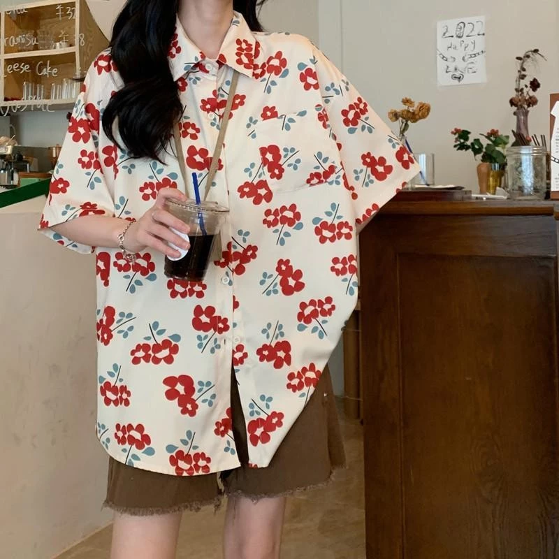 Dahong เสื้อฮาวายลายดอก แขนสั้น W370 thumbnail 6