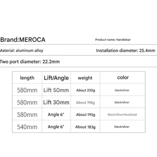 VOIDZY จักรยาน Riser Handlebar, 25.4X540/580 มม.อลูมิเนียมแฮนด์จักรยาน,ทนทาน MEROCA ตรง/เลื่อนชิ้นส่วนจักรยานสําหรับเสือภูเขา