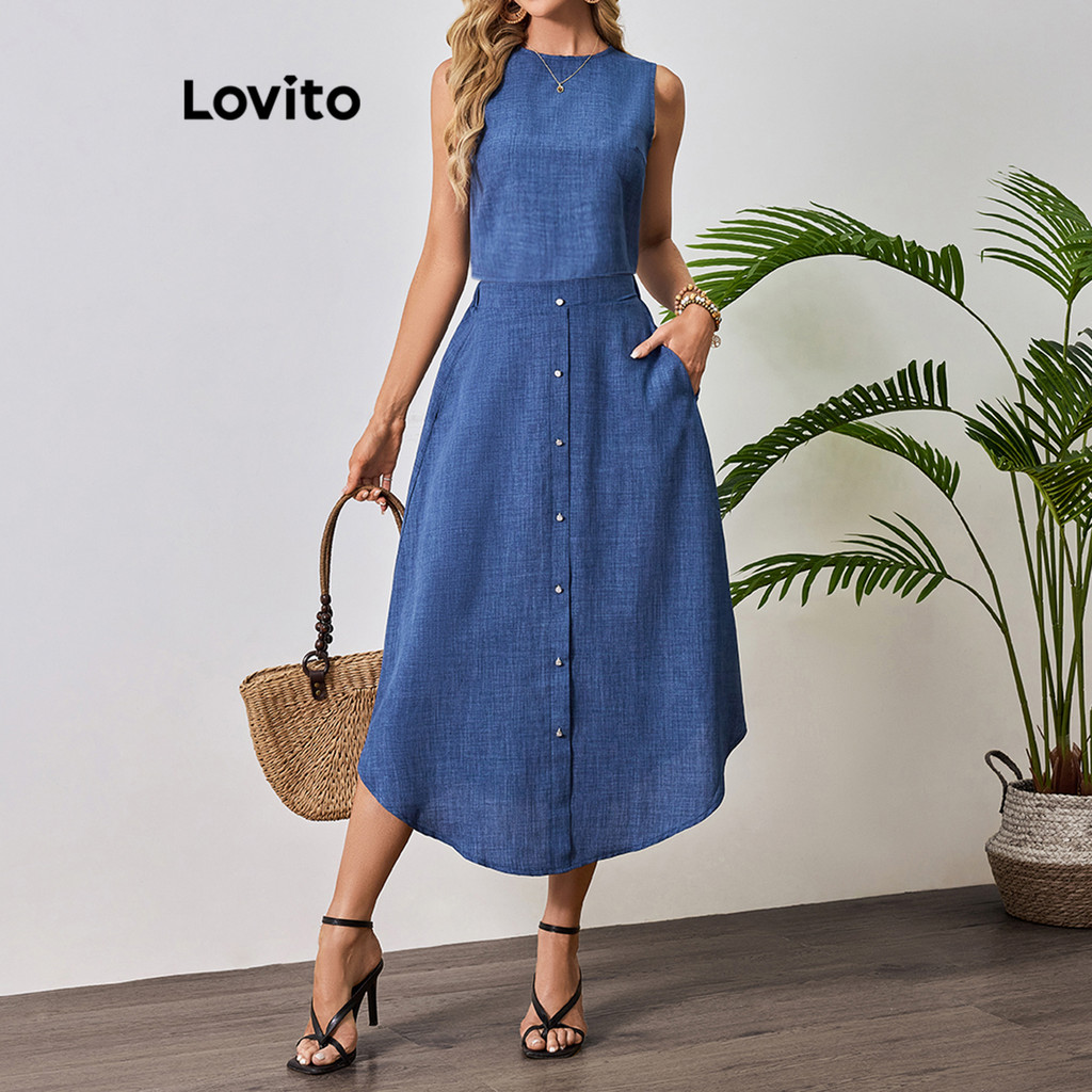 กระโปรงแขนกุดสีพื้นสไตล์เรียบง่าย BR20-4-KSB20BR125