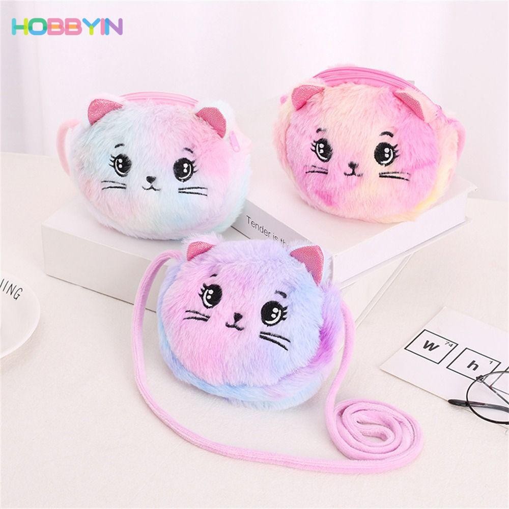 HOBBYIN กระเป๋าถือนุ่ม, ตุ๊กตาตุ๊กตากระเป๋าสะพายไหล่, น่ารัก Mini Rainbow Color Soft Purse Girls