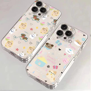 การ์ตูนน่ารักผีเสื้อสุนัขคู่สําหรับredmi 13 14C 12 13Cหมายเหตุ14 13 12 11 Pro Plus Turbo 12S 11 10S 9S Proสนุกคําสัตว์หรูหราใสกันกระแทกTPUนุ่ม
