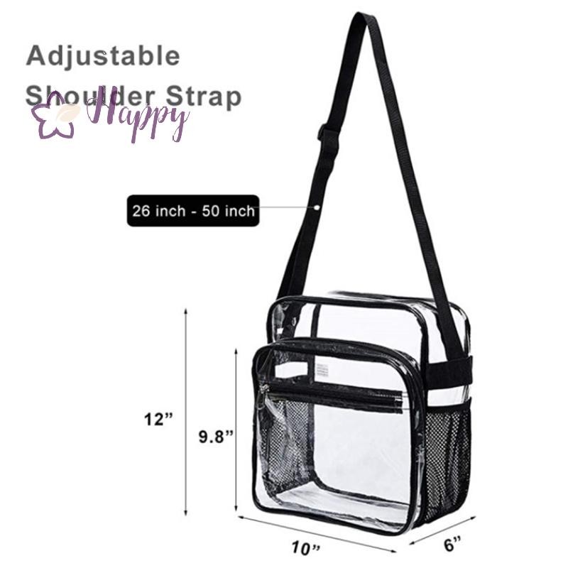 <Happybay> โปร่งใส PVC ไหล่ Crossbody กระเป๋าขนาดใหญ่ความจุกระเป๋าใสกระเป๋าเดินทาง Messenger กระเป๋ากันน้ําลดราคา