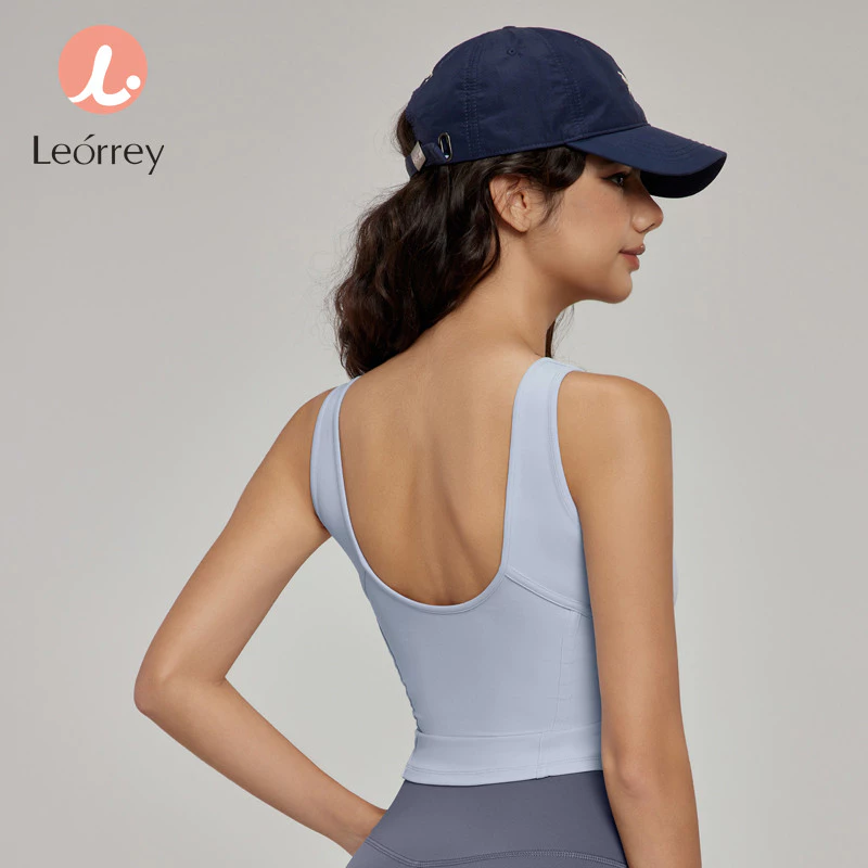 Leorrey เสื้อชั้นในฟิตเนส สลิมฟิต มีฟองน้ำ ครอปสปอร์ต โยคะ thumbnail 3