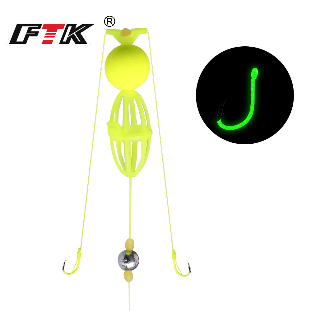 ตะขอป้อนตกปลา ฟุตเค พร้อมตะขอตกปลาเรืองแสงตะกั่ว 10 กรัม เครื่องมือตกปลาคาร์บอนสูง