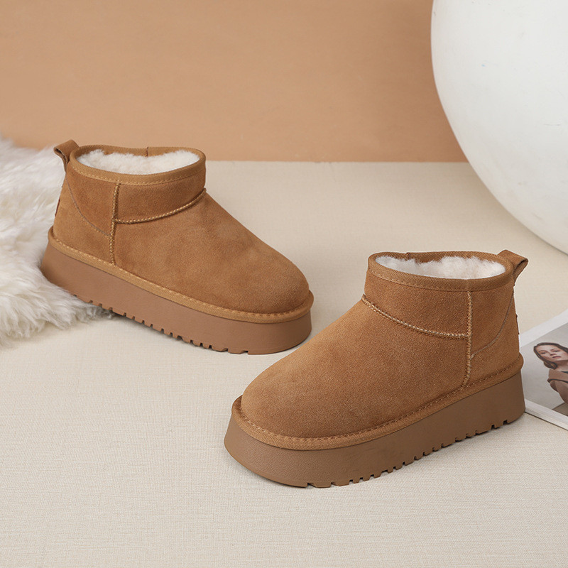 UGG บู๊ตหิมะสำหรับผู้ชายและผู้หญิง หนังแท้ สวมใส่สบายในฤดูหนาว