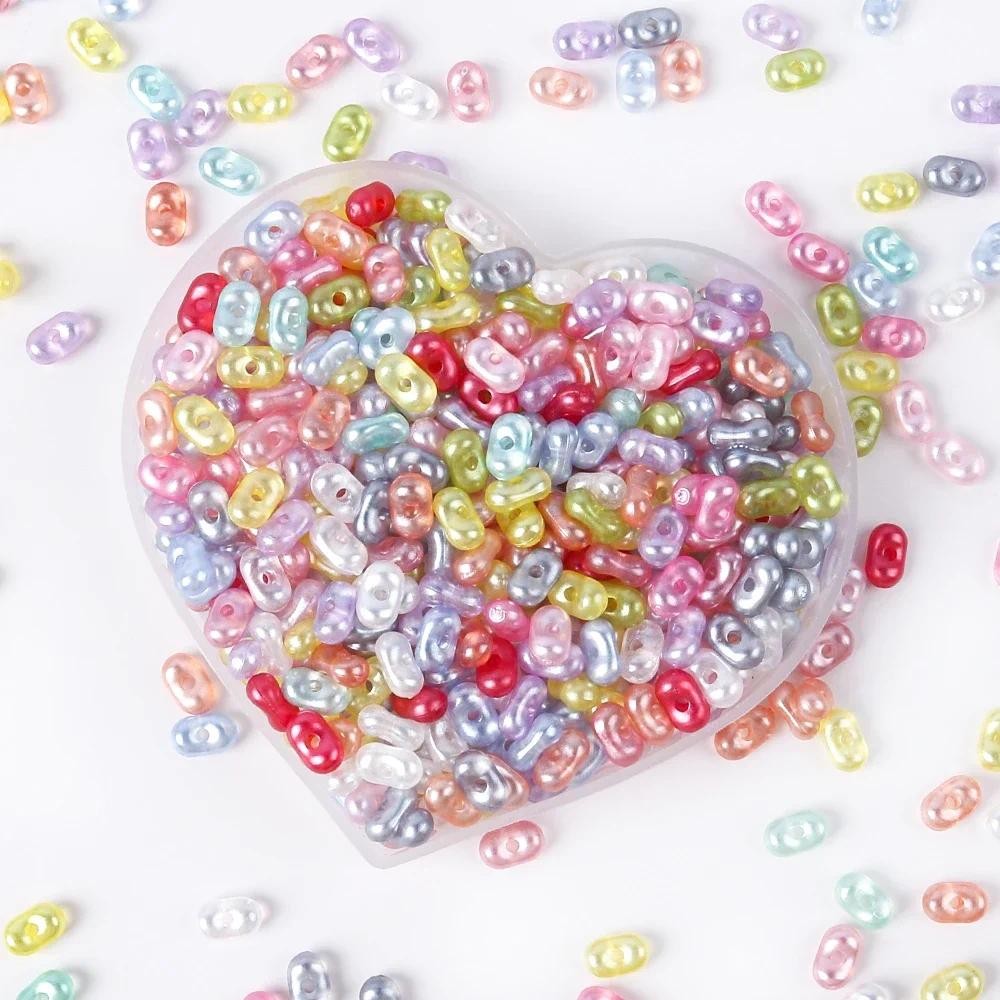 10g อะคริลิค Charm เมล็ดถั่วลิสงลูกปัดครีมสี Pearl Effect หลวม Spacer ลูกปัดสําหรับเครื่องประดับทํา DIY สร้อยคอสร้อยข้อมือ