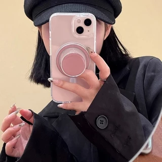 เกาหลีสีทึบเรียบง่ายแบบพับได้สําหรับ Magsafe โทรศัพท์แม่เหล็ก Griptok Grip Tok Stand สําหรับ IPhone ไร้สายชาร์จกรณีผู้ถือ