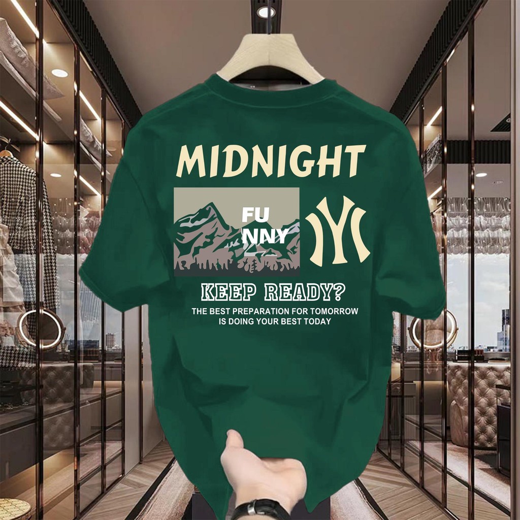 Basi💥พร้อมส่ง! เสื้อ oversize เสื้อผู้ชาย ผาคอตตอน 100% MIDNIGHT IYI เสื้อวินเทจ เสื้อยืดผู้ชาย เสื้อสตรีท คอกลม ใส่สบาย