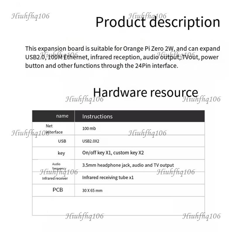 Hiuhfhq106For Orange Pi Zero 2 W บอร์ดขยายอินเทอร์เฟซ 100M พอร์ตเครือข่าย + USB 2.0 + Analog Audio และอินเทอร์เฟซวิดีโออุปกรณ์เสริม 1 ชุด