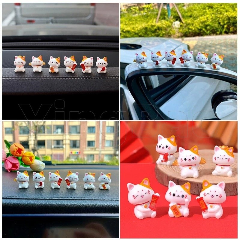8 ชิ้น Lucky Cat ตกแต่งรถ Garnish คอนโซลกลางรถอุปกรณ์ตกแต่ง Auto Centre คอนโซลแดชบอร์ดเครื่องประดับต
