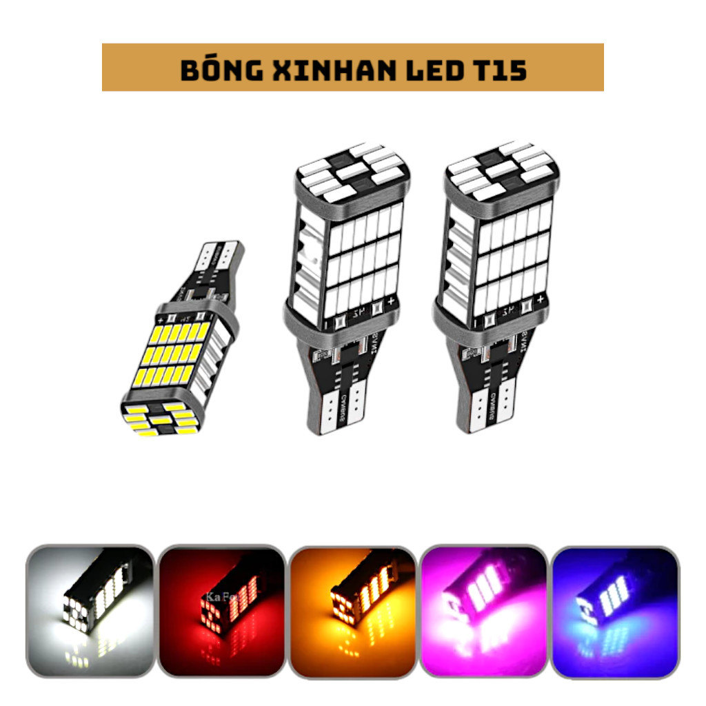 T15 15W หลอดไฟไฟเลี้ยว LED สําหรับรถจักรยานยนต์และรถยนต์, สว่างมาก, ไฟ LED & T15 ติดตั้งพร้อมไฟถอยหล