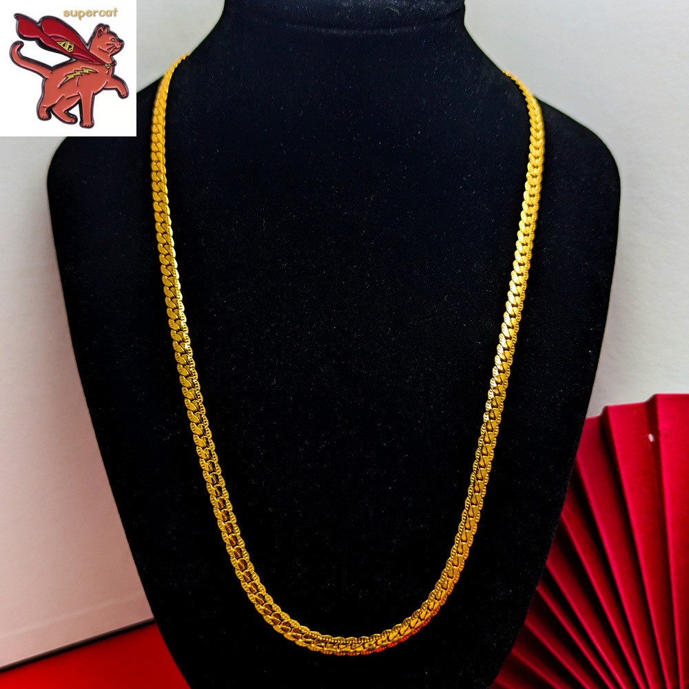 24K Saudi Gold Nasasanla Pawnable Hip Hop Side Necklace