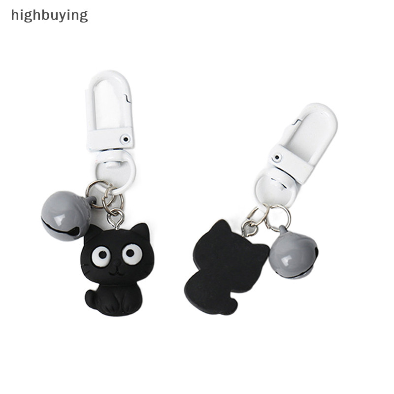 [highbuying] พวงกุญแจ จี้รูปแมวน่ารัก สีดํา สีขาว สําหรับแขวนกระเป๋าเป้สะพายหลัง เครื่องประดับ ของขวัญ สินค้าใหม่