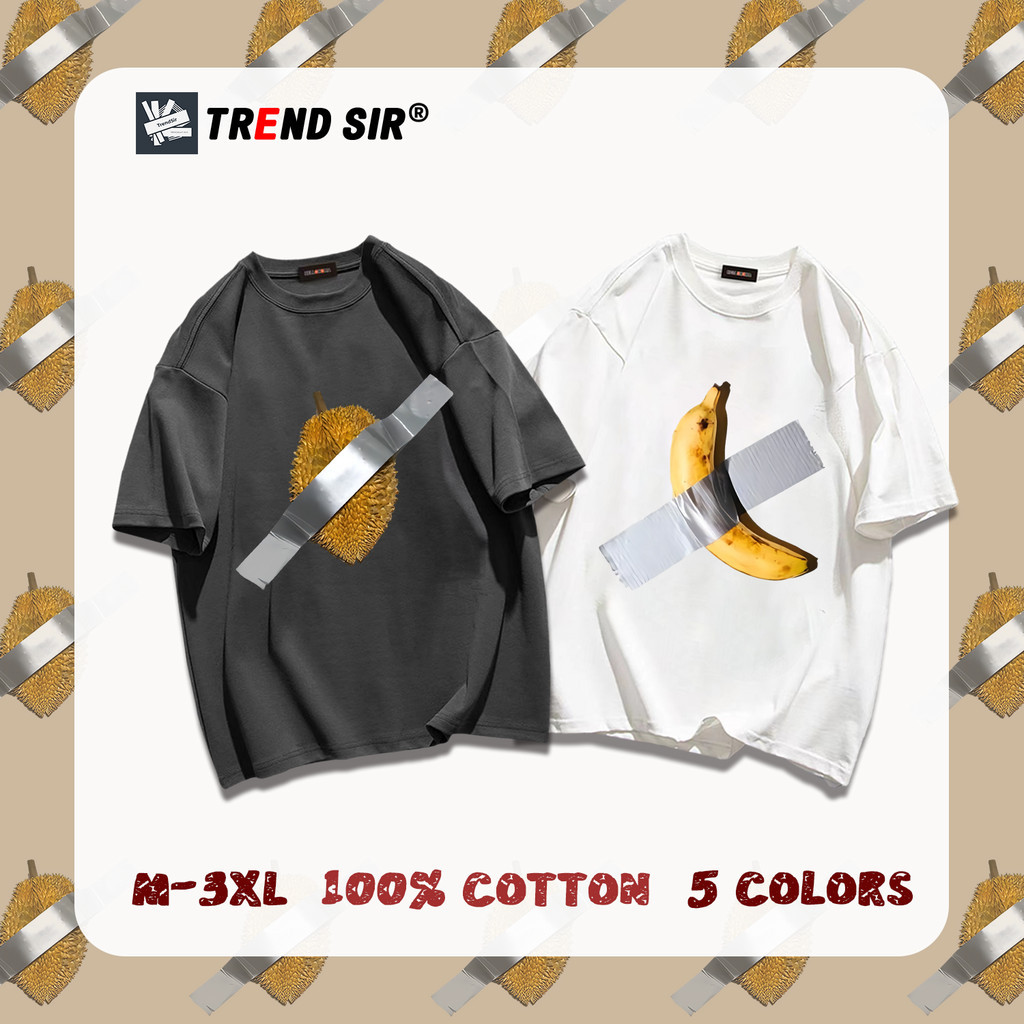 TrendSir มาใหม่ เสื้อยืดคู่ ทุเรียน กล้วย 5สี M-3XL