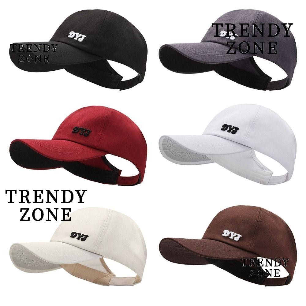 Trendyzone หมวกเบสบอล ผ้าฝ้าย แต่งรูหางม้า สามารถปรับได้ แฟชั่นฤดูใบไม้ผลิ และฤดูร้อน