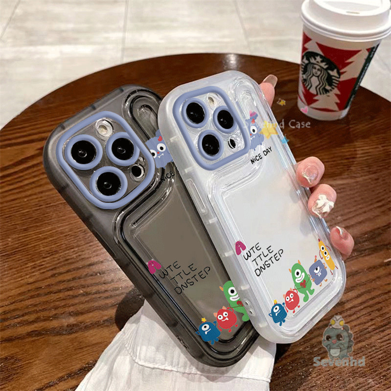 เคสโทรศัพท์มือถือ ซิลิโคนนิ่ม ใส กันกระแทก ลายการ์ตูนมอนสเตอร์น้อยน่ารัก สําหรับ iPhone 11 15 12 13 14 Pro Max X Xr Xs 8 7 6 Plus SE 2020
