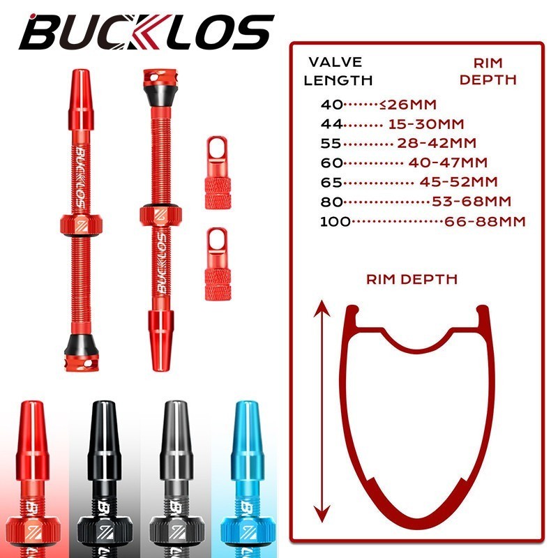 Bucklos วาล์วยางล้อรถจักรยาน อะลูมิเนียมอัลลอย F/V Presta สําหรับรถจักรยานเสือภูเขา 2 ชิ้น