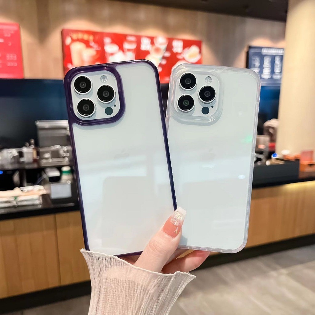PC เคส ขอบสีหลังใส สำหรับ Realme C63 C65/C61 C67 C30S C33 C51 C51 C35 Realme5 5s 5i C3 NOte50 Narzo50i Prime 041