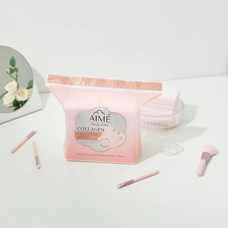Aime Collagen 60pcs เอเม่ สำลีแผ่นทำความสะอาดผิวหน้าคอลลาเจน.